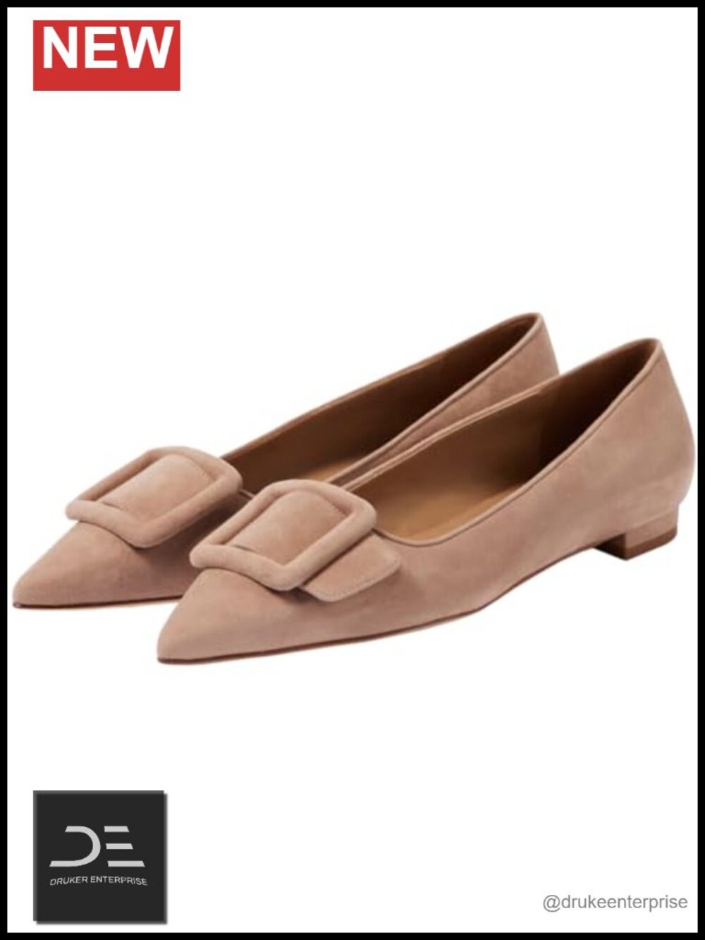 Pointed Toe Ballet Flats with Buckle for Women, Slip On Dressy Comfortable Work